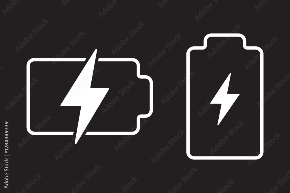 Battery charge many color flat icons. Battery charging, charge indicator. Vector battery power icon powerfully charged. Vector illustration Battery charge many color flat icons. Battery charging, charge indicator. Vector battery power icon powerfully charged. Vector illustration