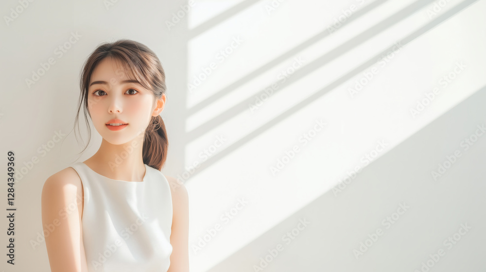 Minimalist Beauty Portrait with Soft Natural Lighting Minimalist Beauty Portrait with Soft Natural Lighting