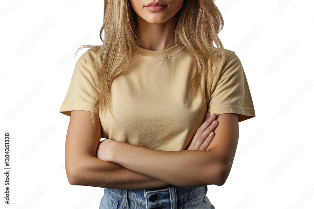 Woman with crossed arms in casual clothing Woman with crossed arms in casual clothing