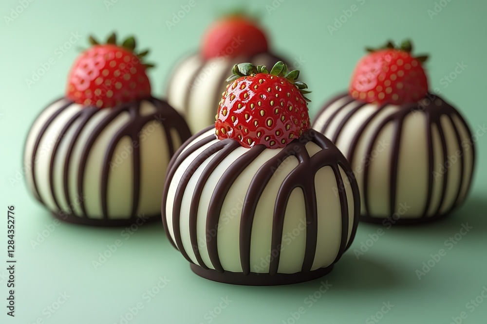 Obraz premium Strawberry topped chocolate desserts offer an elegant and sweet treat Perfect for special occasions or a delicious indulgence
