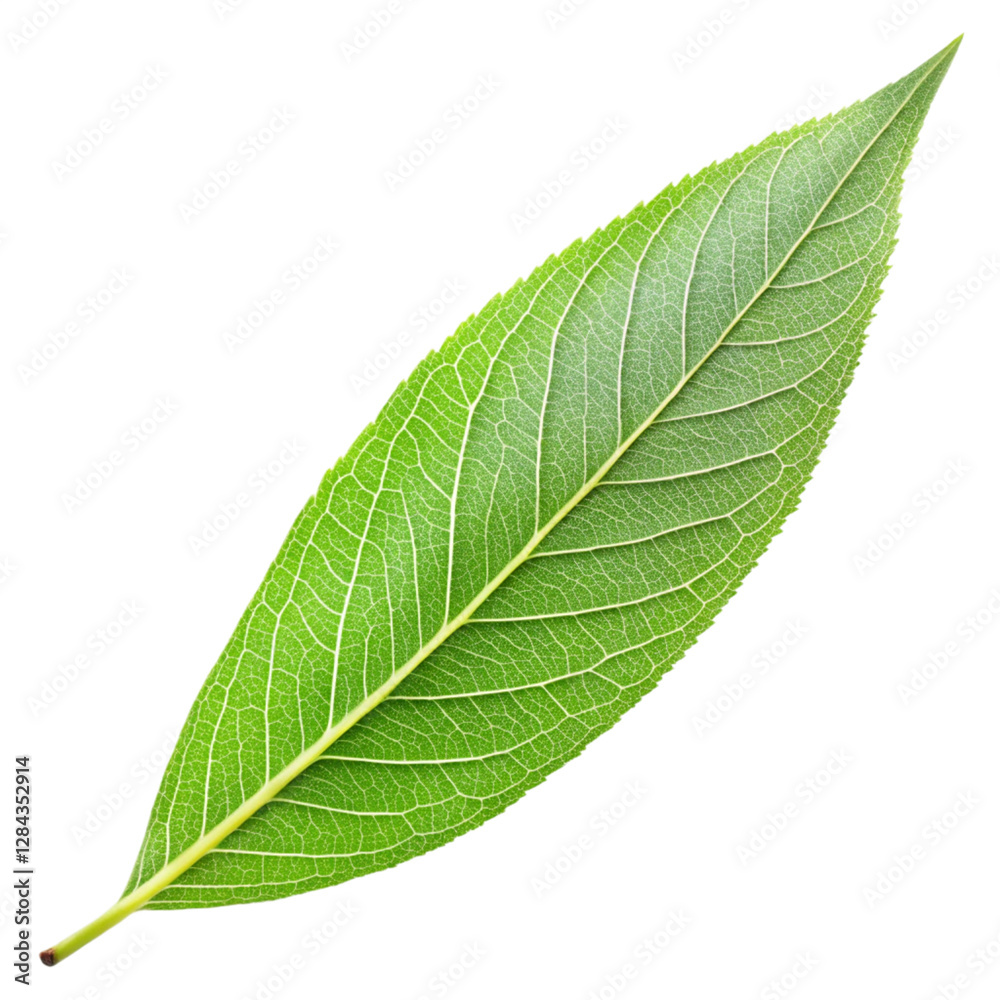 Obraz premium Slender Willow Leaf on White Background