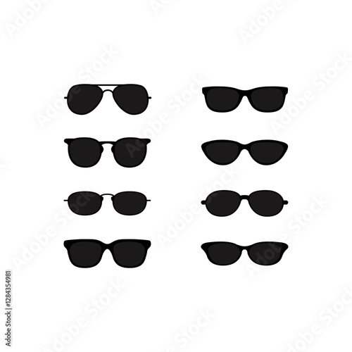 Sunglasses Set Icon On White Background Stock Vector.