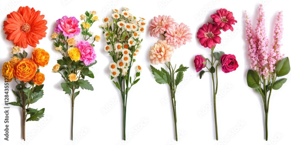 Obraz premium Vibrant bouquet of different color flowers in a garden setting.