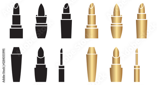 Luxury Lipstick & Makeup Icons  Black and Gold Edition