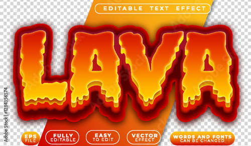 Lava Volcano Magma Fire Orange  Fully Editable Vector Text File