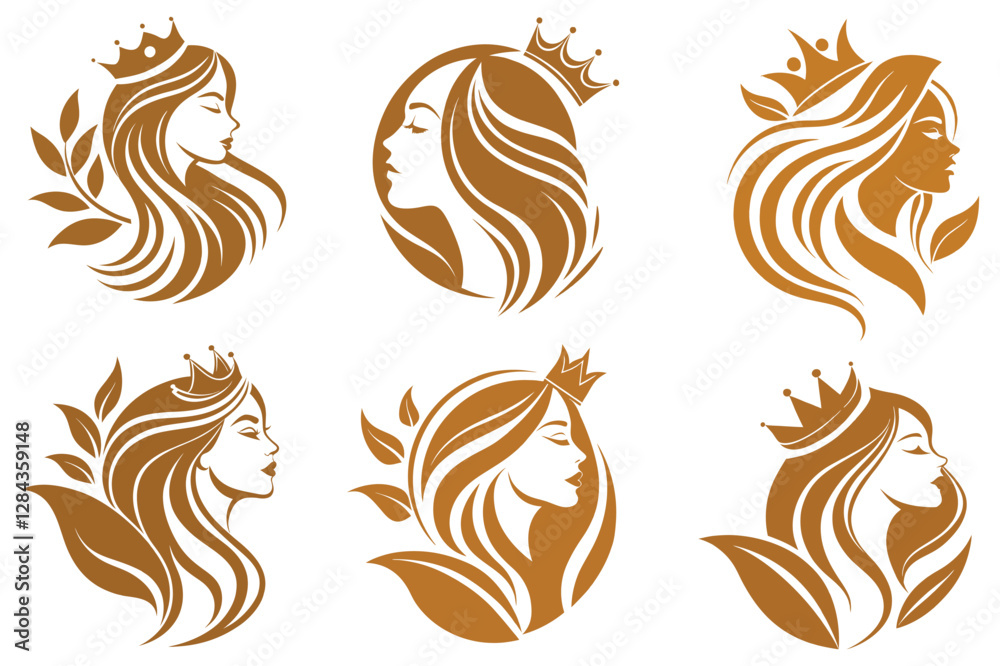 Fototapeta premium a luxurious golden beauty logo featuring a woman line art