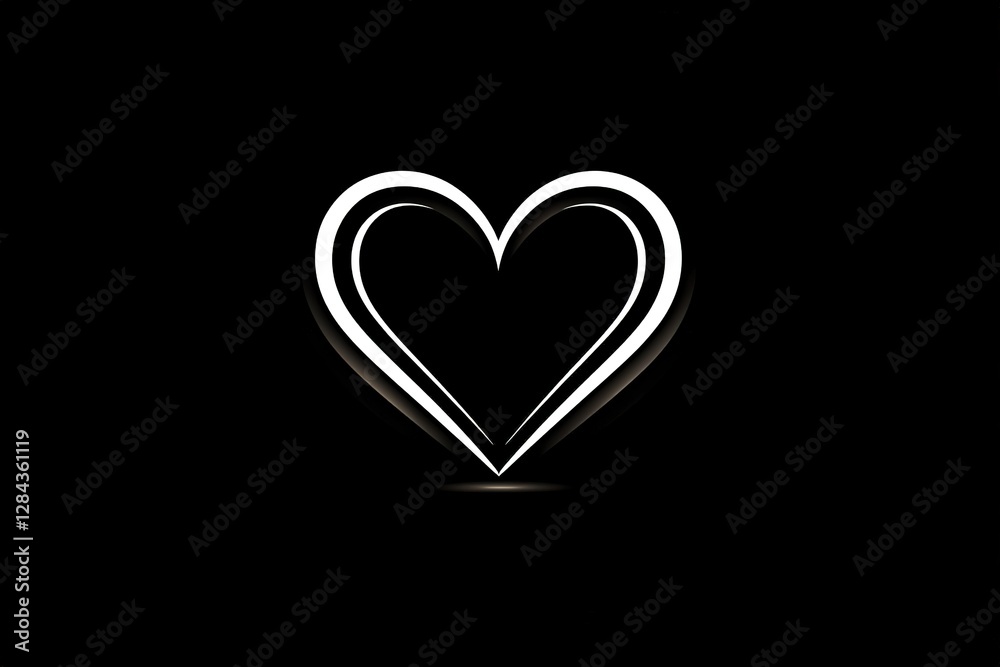 Abstract heart design on dark background Symbolizes love affection and positive emotion in a minimalist style with an elegant outline