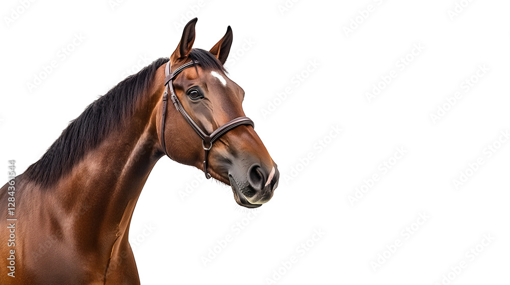 Bay Horse Isolated on White Background - Centered Composition
Bay Horse Isolated on White Background - Centered Composition