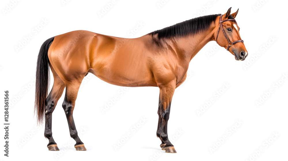 Bay Horse Isolated on White Background - Centered Composition
Bay Horse Isolated on White Background - Centered Composition