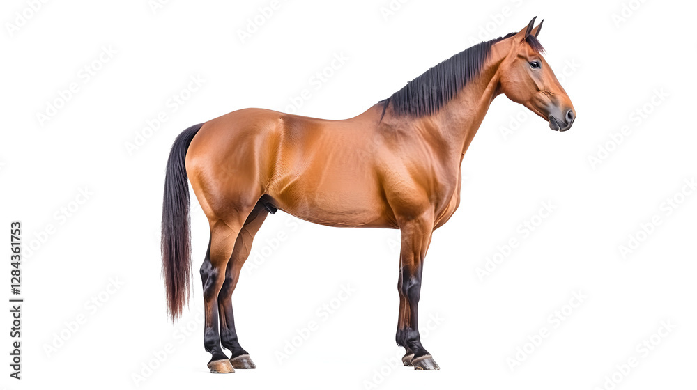 Bay Horse Isolated on White Background - Centered Composition
Bay Horse Isolated on White Background - Centered Composition