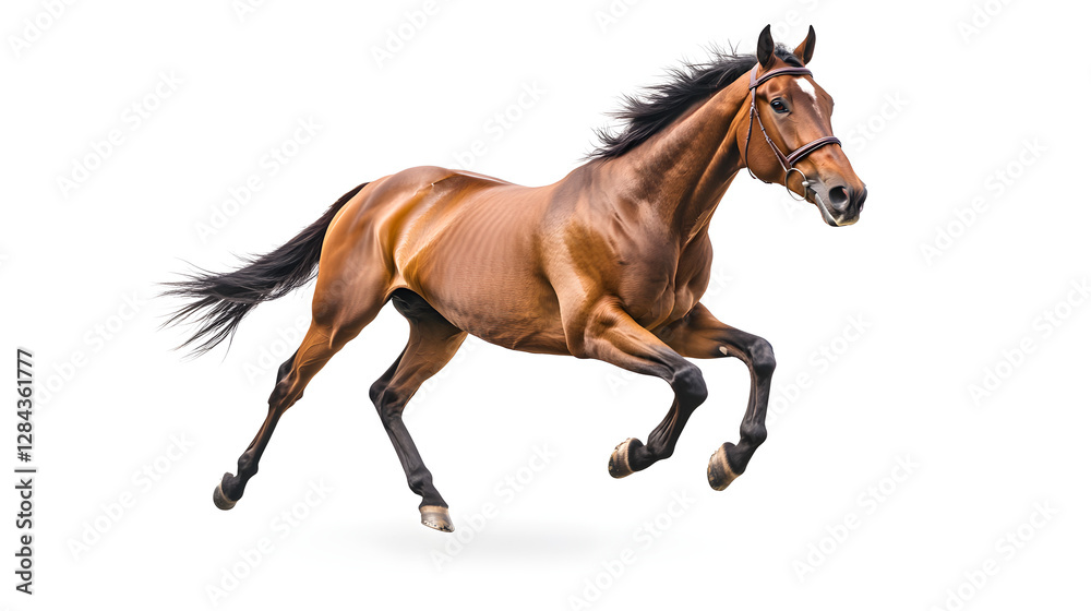 Bay Horse Isolated on White Background - Centered Composition
Bay Horse Isolated on White Background - Centered Composition