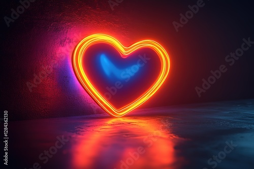 Glowing heart: A vibrant symbol of love and affection radiating warmth in the darkness Ideal for expressions of endearment