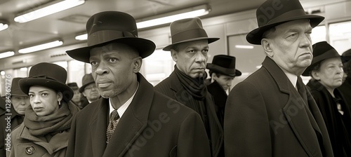 Solemn procession of congregants engaging in a reverent religious ceremony together photo