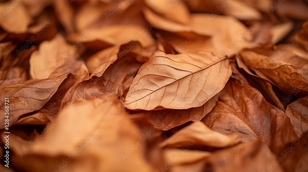 Dried brown leaves covering the ground are close up Dried brown leaves covering the ground are close up