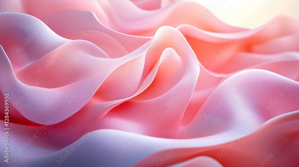 Obraz premium Pink flowing waves against a light backdrop for design or presentation use