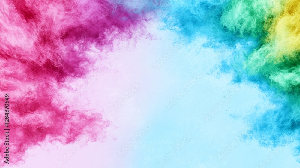 Fototapeta premium Colorful smoke clouds on a blue background