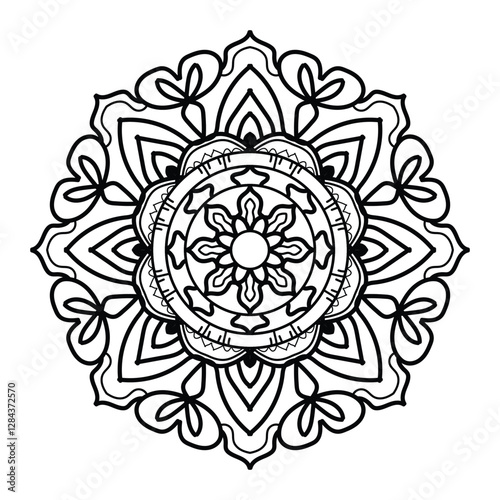 Circular pattern in form of mandala for Henna, Mehndi, tattoo, decoration. Decorative ornament in ethnic oriental style.
