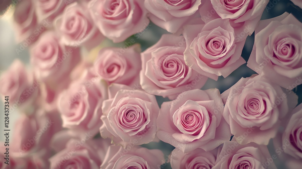 Beautiful Pastel Pink Roses on a Soft Blurred Winter Background for Elegant Designs Beautiful Pastel Pink Roses on a Soft Blurred Winter Background for Elegant Designs