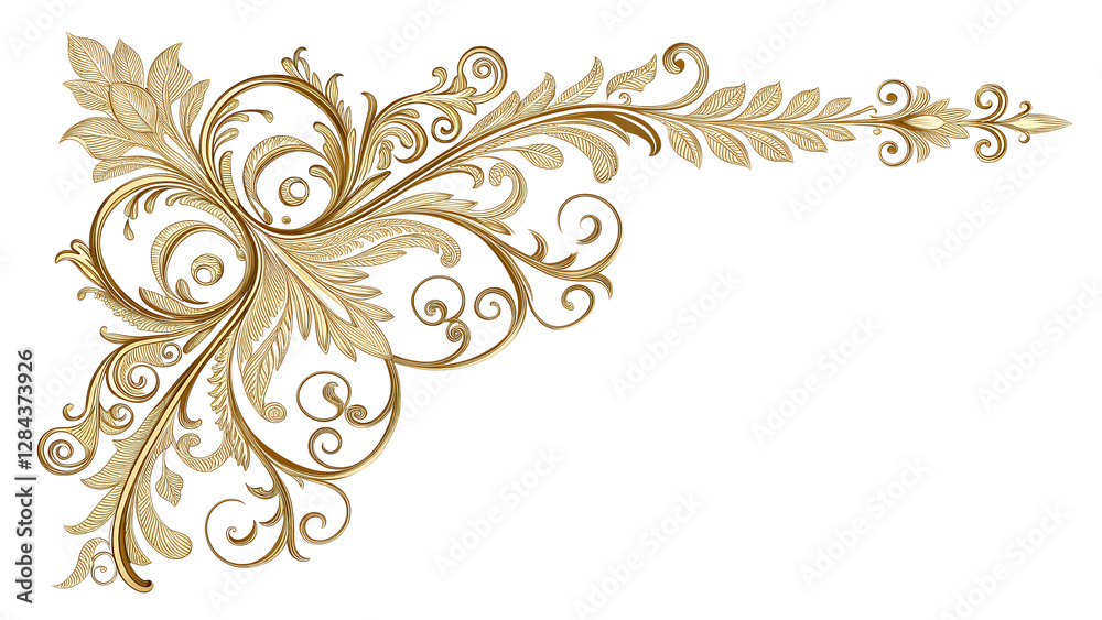 Gold Ornamental Design Element on Transparent Background Gold Ornamental Design Element on Transparent Background