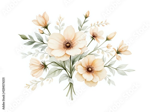 Delicate floral arrangement in soft cream and green tones