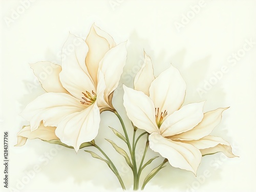 Delicate white flowers with subtle shadows on a light background