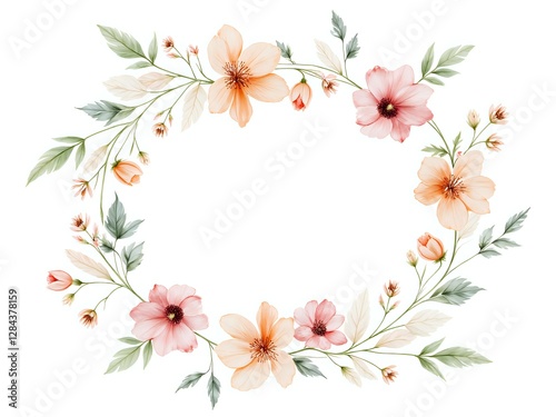 Delicate floral wreath with soft pastel blooms and greenery