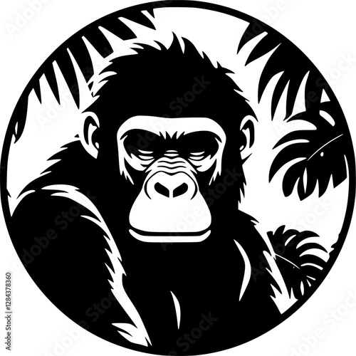 Wallpaper Mural Chimpanzee | Black and White Vector illustration Torontodigital.ca