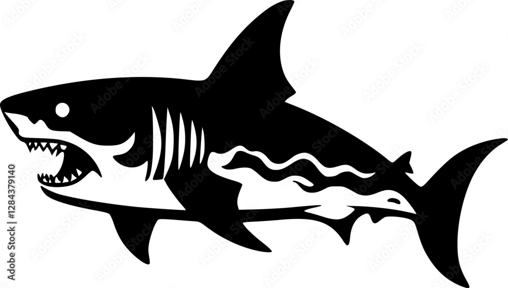 Fototapeta premium Shark | Minimalist and Simple Silhouette - Vector illustration