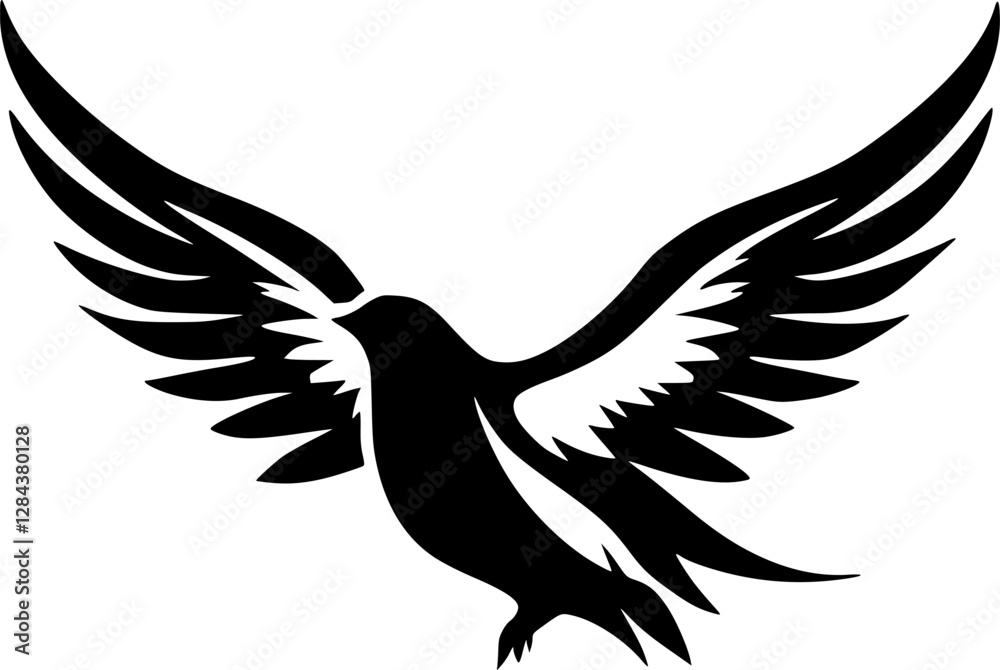 Fototapeta premium Dove Bird | Black and White Vector illustration