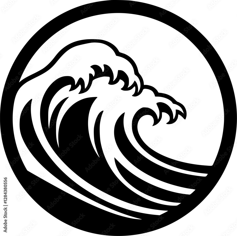 Wave - Black and White Isolated Icon - Vector illustration Wave - Black and White Isolated Icon - Vector illustration
