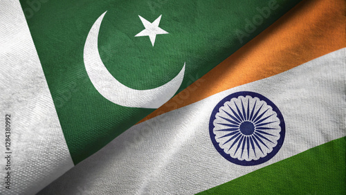 A depiction of India and Pakistan’s flags, symbolizing cooperation, disputes, and the need for peace in the South Asian region photo