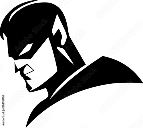 Superhero - Black and White Isolated Icon - Vector illustration