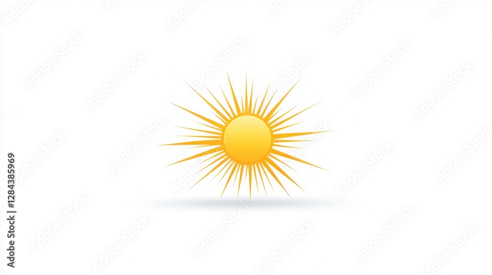 A vibrant yellow sun with numerous rays extends outward, set against a solid bright background, illustrating a sunny and cheerful midday atmosphere A vibrant yellow sun with numerous rays extends outward, set against a solid bright background, illustrating a sunny and cheerful midday atmosphere