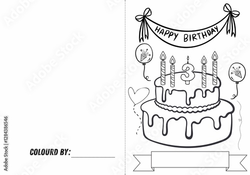 Magical Birthday Coloring Sheets Foldable A4 to 5x7 - Fun Printable Activity for Kids - Age 3 - Instant Download PDF & JPG