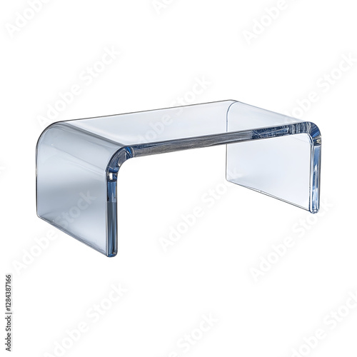 Transparent Acrylic Coffee Table with Rounded Edges Isolated on Transparent Background photo