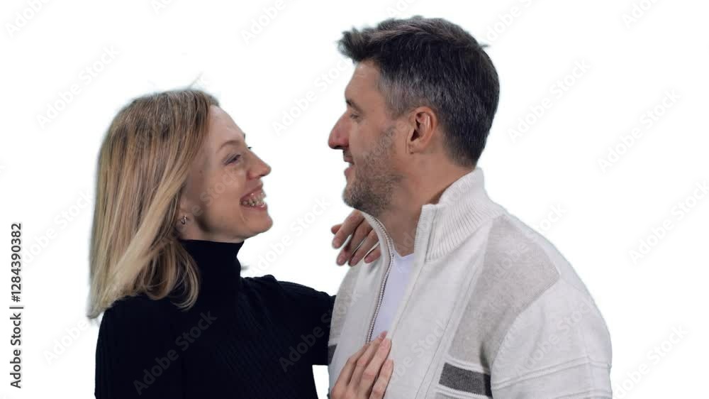 Portrait of mid adult loving couple on transparent background, Full HD footage with alpha channel Portrait of mid adult loving couple on transparent background, Full HD footage with alpha channel