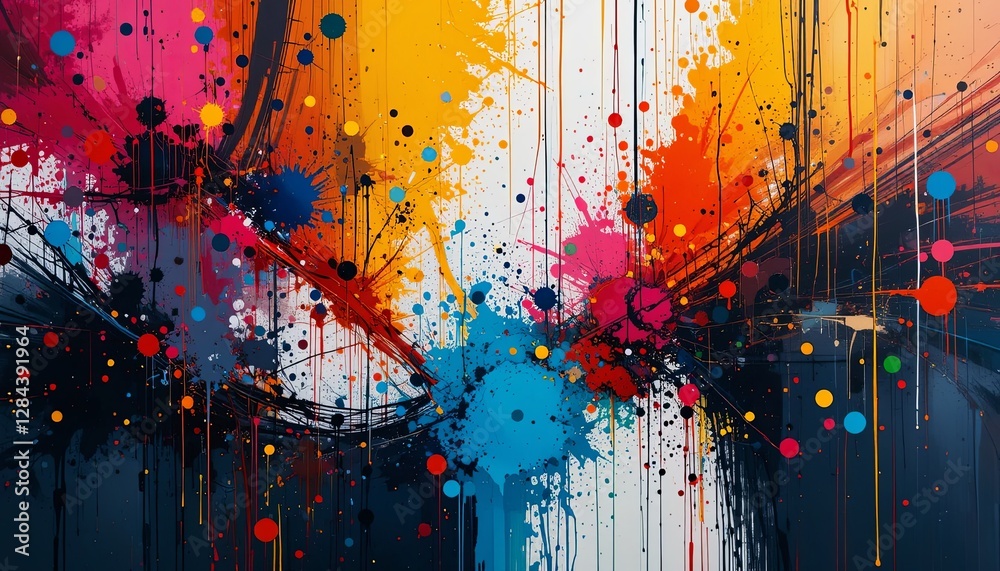 Obraz premium Vibrant abstract art gallery digital painting contemporary close-up color explosion