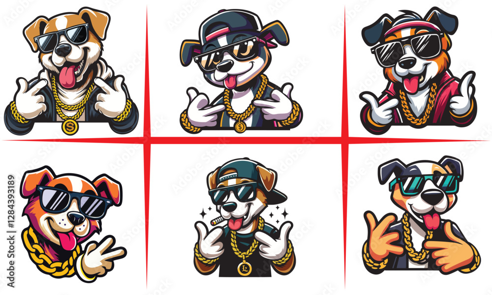 Fototapeta premium hip Hop dog vector, Hip hop Rapper dog, 