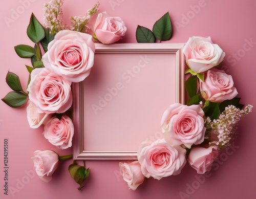 pink roses frame