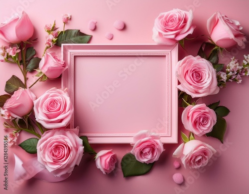 pink roses frame