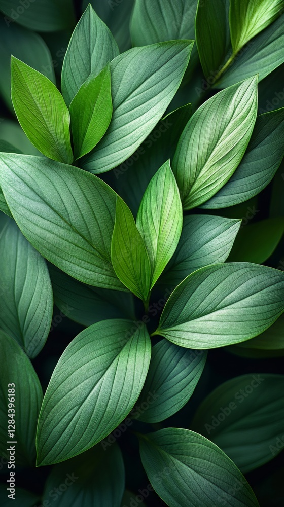 Vibrant green leaves creating lush natural background