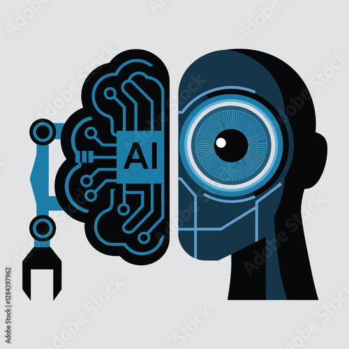vector Artificial Intelligence model Robot  with ai info-graph design help in business
