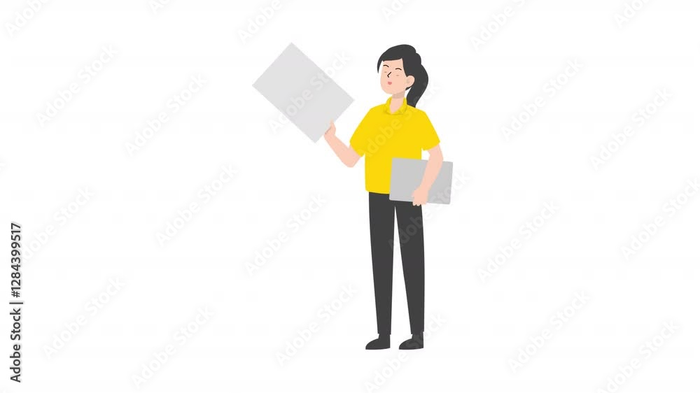 Woman is standing and giving a lecture cartoon animation
Woman is standing and giving a lecture cartoon animation