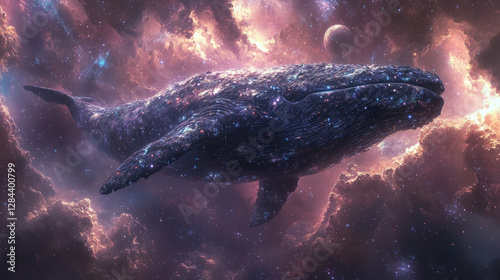 Cosmic Whale Soaring Through Nebula photo
