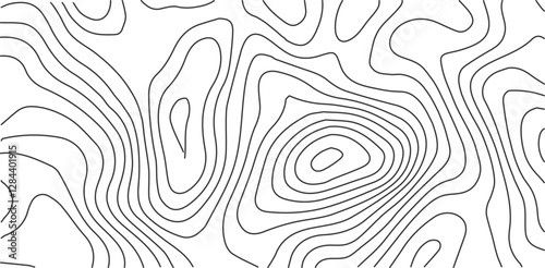 Abstract black and white topographic contours lines of mountains. Topography map art curve drawing. vector illustration. wave Line topography map contour background .background
