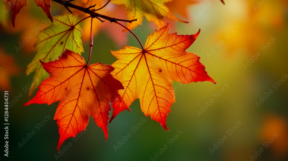 A leafy tree branch with a few leaves on it A leafy tree branch with a few leaves on it