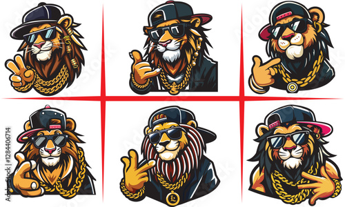 hip Hop lion vector, Hip hop lion logo,Rapper Lion Illustration 