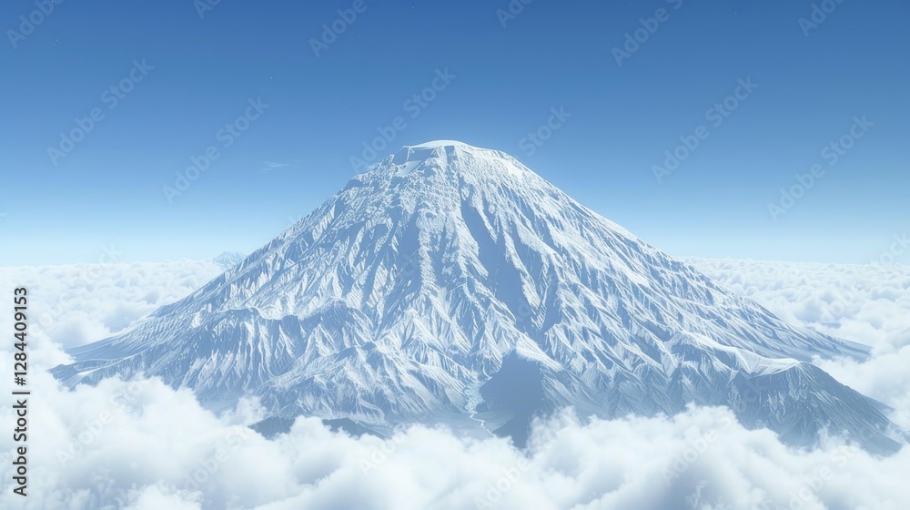 Majestic mountain peaks rising above a sea of clouds in a stunning natural landscape Majestic mountain peaks rising above a sea of clouds in a stunning natural landscape