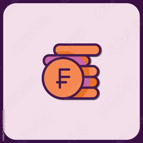 Stack of Franc Coins Icon Design Element