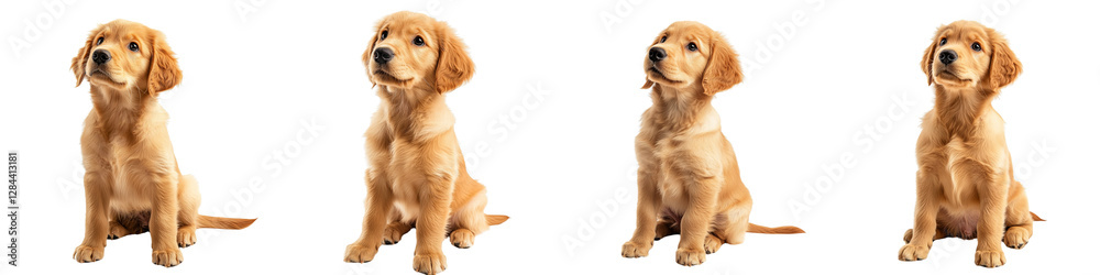 set of A playful Golden Retriever puppy is sitting, a playful Golden Retriever puppy is sitting, a cheerful Golden Retriever puppy is sitting, on a transparent backgrounds set of A playful Golden Retriever puppy is sitting, a playful Golden Retriever puppy is sitting, a cheerful Golden Retriever puppy is sitting, on a transparent backgrounds